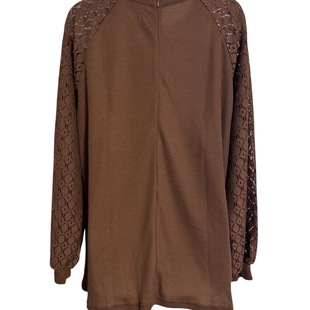 NWT Chic Brown w/Lace Sleeves Women's Top FALL!! XLARGE #3 - Picture 5 of 10